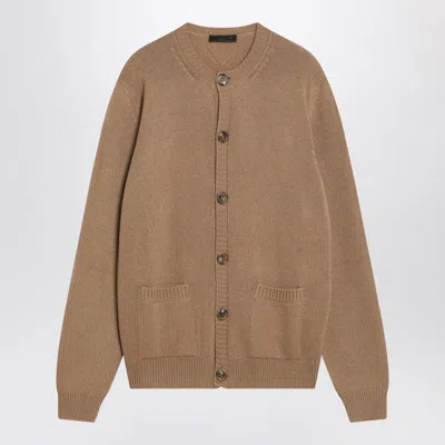 Prada Camel-coloured Cardigan In Cashmere In Brown