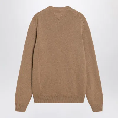 Prada Camel-coloured Cardigan In Cashmere In Brown