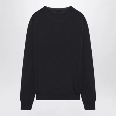 Prada Long Sleeved Crewneck Jumper In Blue