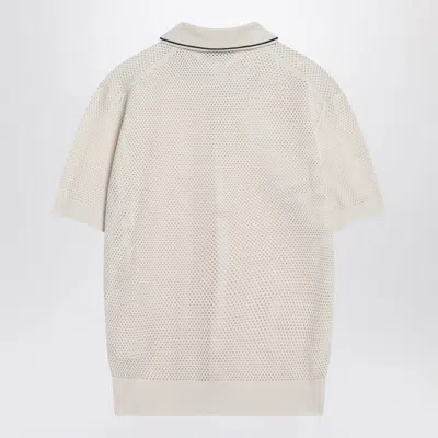 Prada Openwork Talc-coloured Polo In And In White
