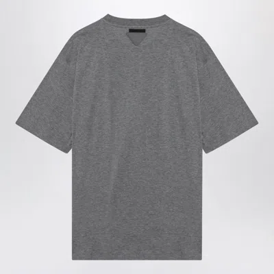 Prada Oversize Crew Neck T-shirt With Squared Silhouette In Gray