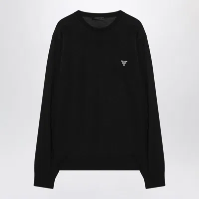 Prada Triangle-logo Cotton Sweatshirt In Black