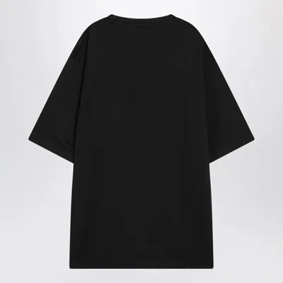 Prada Black Cotton T-shirt With Minimalist Design And Logo Detail In Black