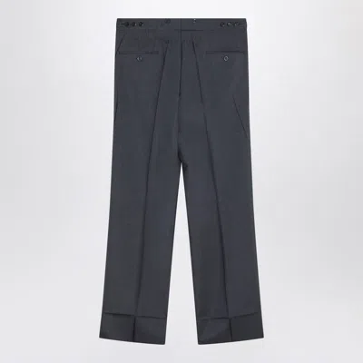 Prada Wide Grey Mohair And Silk Trousers Men In Blue