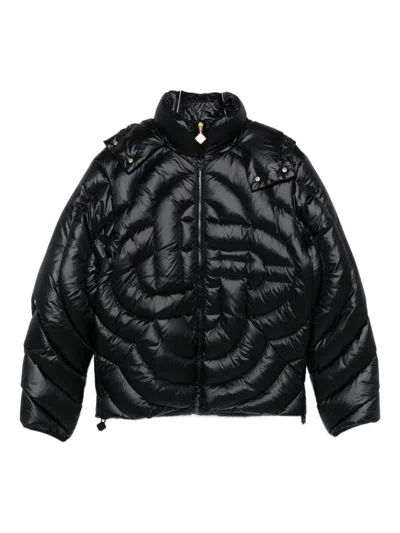 Casablanca Black Quilted Puffer Down Jacket In Blue