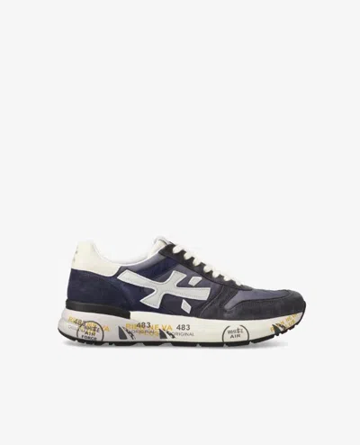 Premiata Low Top Mick Sneakers With Contrasting Sole In Blue
