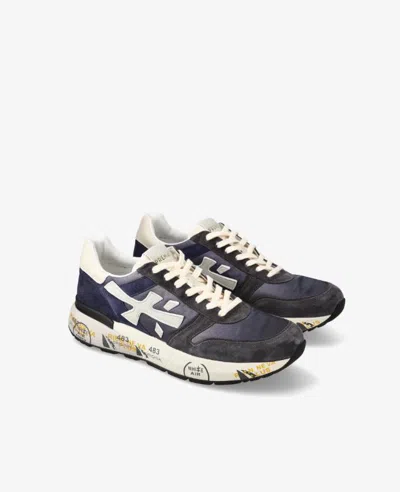 Premiata Low Top Mick Sneakers With Contrasting Sole In Blue