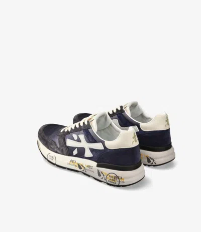Premiata Low Top Mick Sneakers With Contrasting Sole In Blue