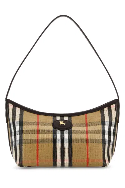 Burberry Womens Sand Mini Highlands Waxed-cotton Baguette Shoulder Bag