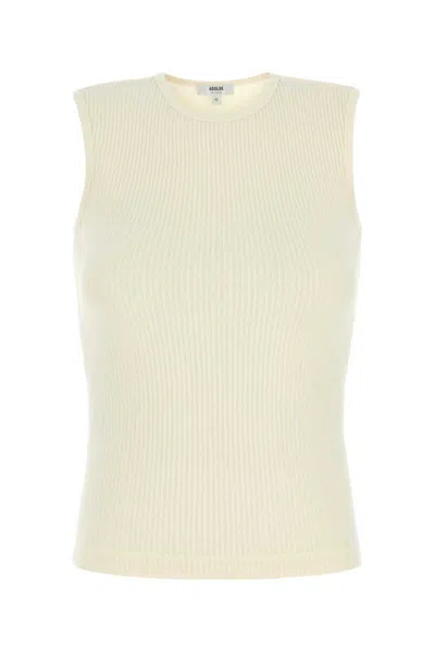 Agolde Binx High Neck Tank Top In White Oat Milk In White