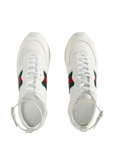 Gucci Motion Sneaker With Adjustable Ankle Strap In White