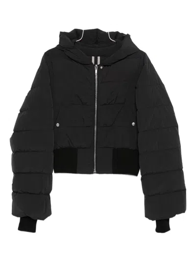 Rick Owens Hooded Quilted Down Jacket And Pockets In Black