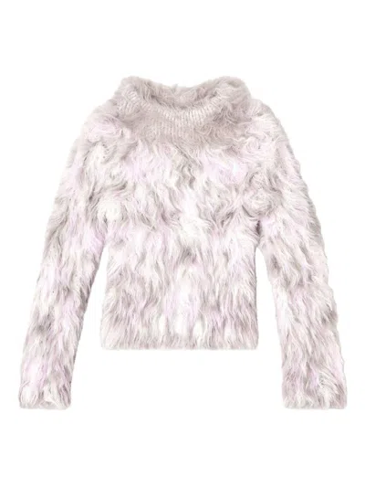 Diesel Long-sleeve Textured Sweater In White