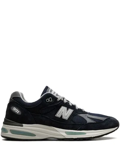 New Balance 991v2 Sneakers With Mesh Panels And Reflective Accents In Blue
