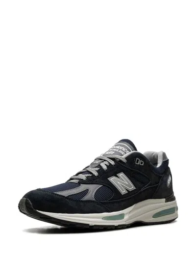 New Balance 991v2 Sneakers With Mesh Panels And Reflective Accents In Blue