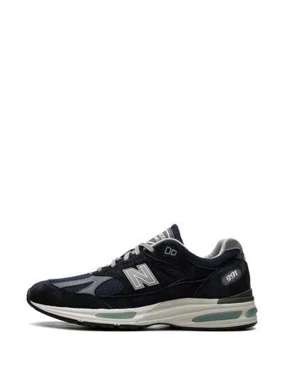 New Balance 991v2 Sneakers With Mesh Panels And Reflective Accents In Blue