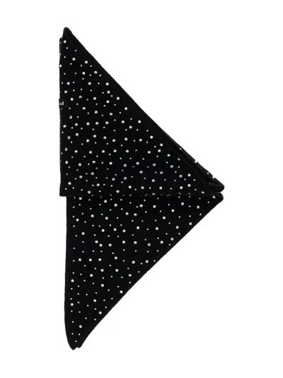 Pinko Svizzera Wool Scarf With Rhinestones In Black