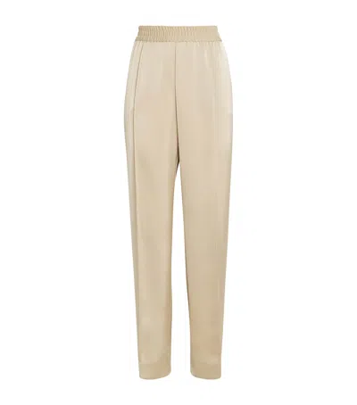 Max & Co Satin Straight Trousers In Neutral