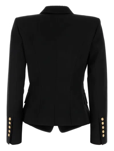 Balmain Wool Blazer With Flap Pockets And Gold-tone Buttons In Black