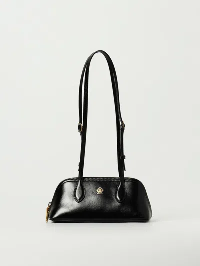 Bally Leather Shoulder Bag Adjustable Strap In Black