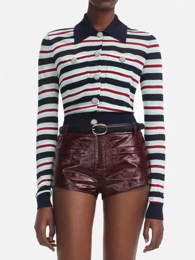 Self-portrait Self Portrait Maglia Navy Striped Viscose In Multi