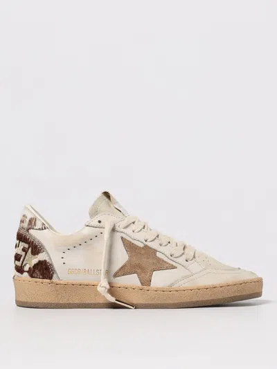 Golden Goose Ball Star Sneakers In Leather With Suede Star And Horsy Cow Printed Heel Tab In Multi