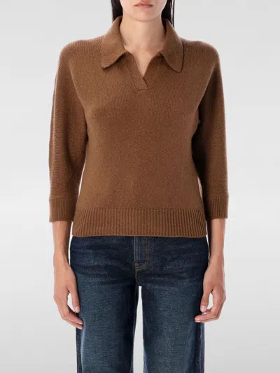 Khaite Herve Polo Sweater In Brown