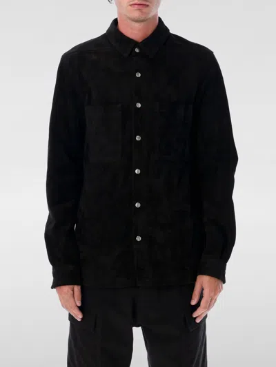 Rick Owens Black Wool Flannel Shirt In Black