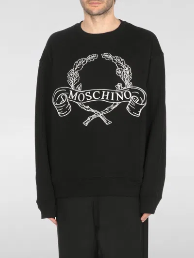 Moschino Couture Sweatshirt With Laurel Crown Logo Embroidery In Black