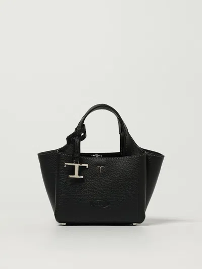 Tod's Structured Pebbled Leather Shoulder Bag With Dual Handles In Black