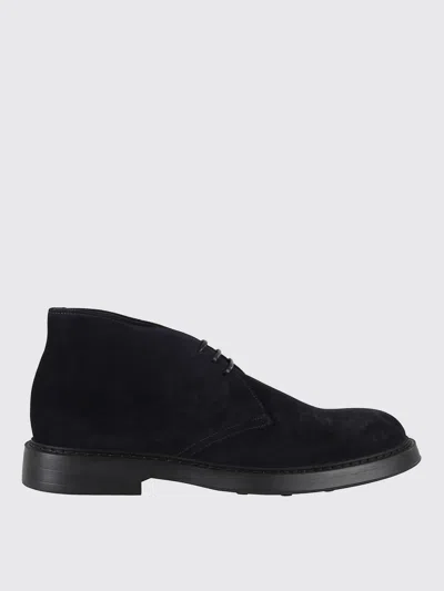 Doucal's Suede Chukka Boot With Round Toe In Blue