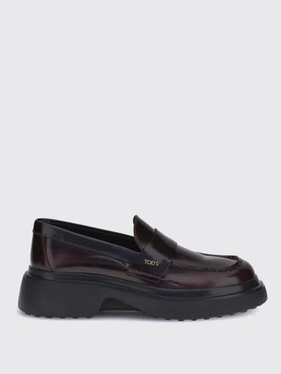 Tod's Patent Leather Loafers In Burgundy