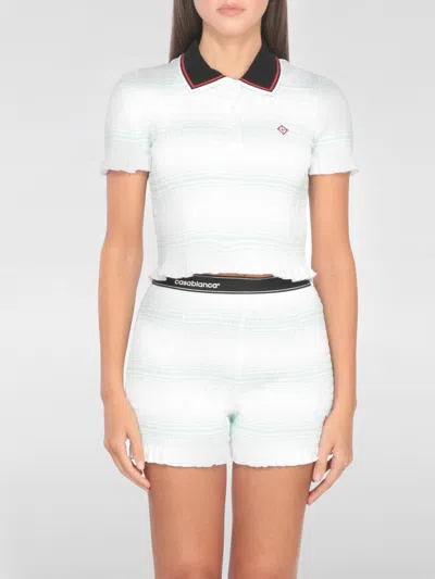 Casablanca Striped Polo Collar Knitwear In White