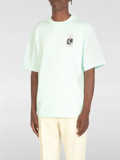 Casablanca Green T-shirt With Crewneck And Logo On The Front And Maxi Logo On The Back In Green