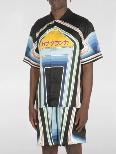 Casablanca Mountain Graphic Silk Shirt With Elastic Waistband In Multi