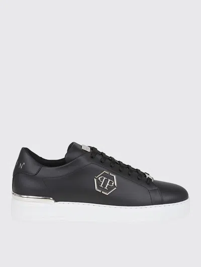 Philipp Plein Low-top Hexagon Leather Sneakers In Black