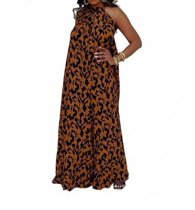 Hers & Mine Wild Thoughts Leopard Print Jumpsuit In Brown