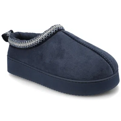 Journee Collection Connway Faux Shearling Lined Slipper In Blue