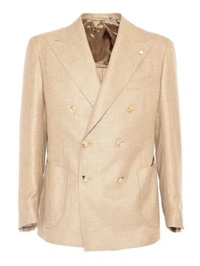 Luigi Bianchi Double-breasted Tailored Jacket With Textured Fabric In Multi