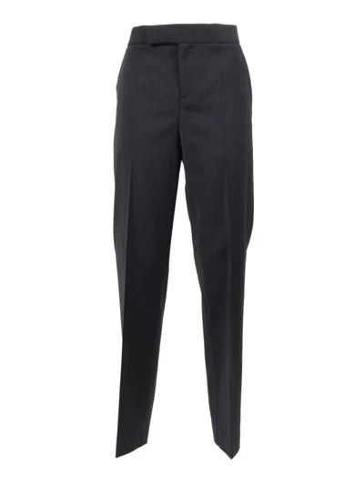 Alberta Ferretti Tailored Straight-leg Pants With Structured Waistband In Black