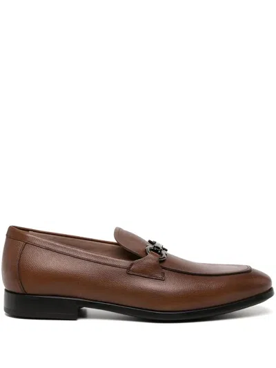 Ferragamo Gancini-trim Leather Moccasins In Brown