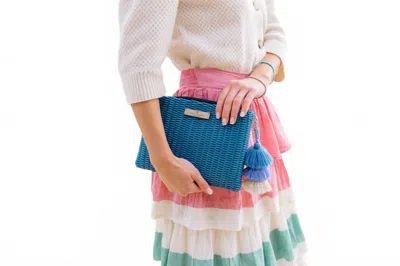 Squeeze De Citron Women's Lemon Drop Citron Clutch Bag - Large In Denim In Multi