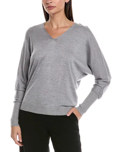 Lafayette 148 New York V-neck Dolman Wool & Silk-blend Sweater In Gray