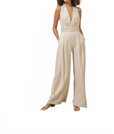 Andres Otalora Resplandores Halter Jumpsuit In Sand In Neutral