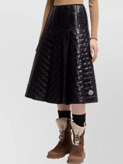 Moncler Gonna Midi Padded With Quilted Checkered Pattern In Black