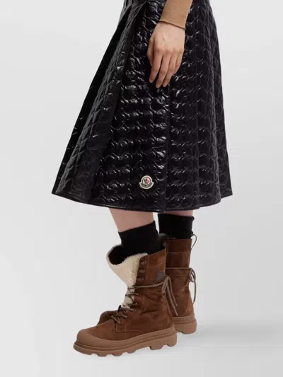 Moncler Gonna Midi Padded With Quilted Checkered Pattern In Black