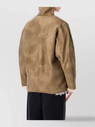 Isabel Marant Étoile Isabel Marant Etoile Women Beige Shearling Coat With High Collar And Button Closure In Leather And F In Brown