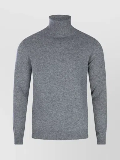Malo Turtleneck Sweater With Ribbed Cuffs And Hem In Blue