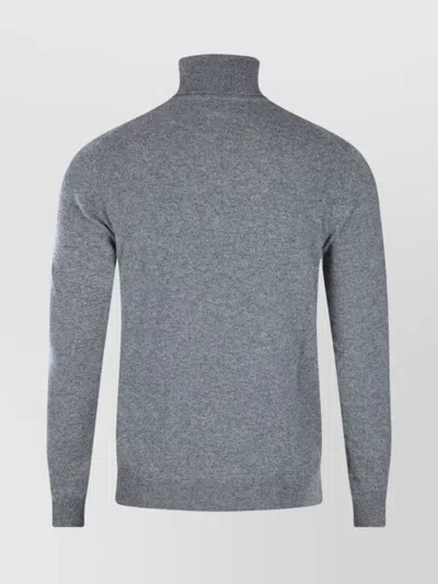 Malo Turtleneck Sweater With Ribbed Cuffs And Hem In Blue
