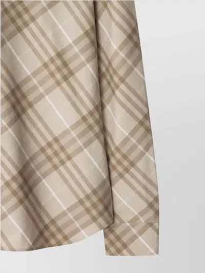 Burberry Women Beige Shirt With Pointed Collar And All-over Check Motif In Cotton Woman In Neutral
